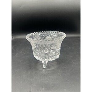 Anna Hutte Bleikristall Lead Crystal Footed Candy Bowl Frosted Flower 5" Vintage